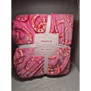 Rare Pink Meant to Be Horseshoe Valentine’s Day Plush Throw Queen 90 X 90